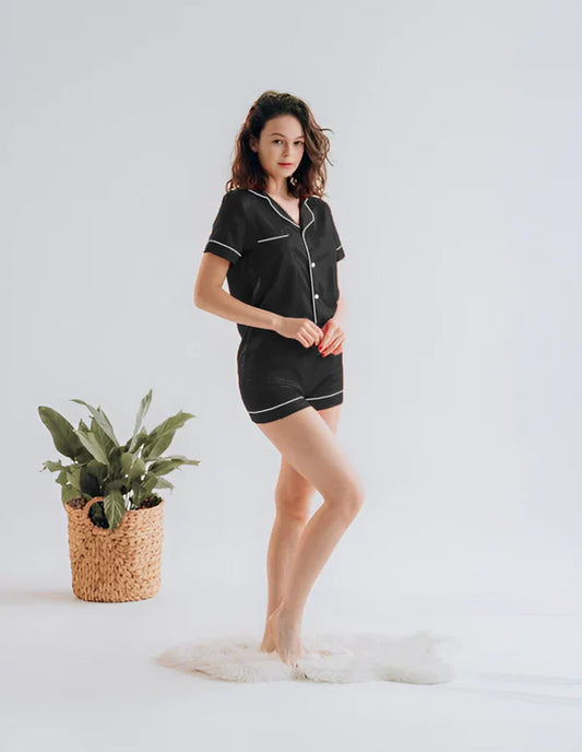 BUTTON DOWN SILK WITH SHORT  LUXURIOUS NIGHTWEAR FOR WOMEN