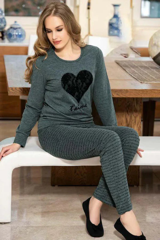 New heart Printed Half Sleeves Shirt And Printed Trouser Night Wear