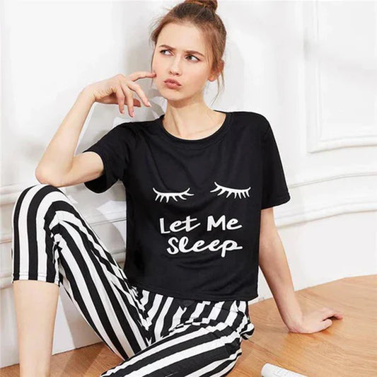 New Let Me Sleep Printed Half Sleeves Shirt And Printed Trouser Night Wear