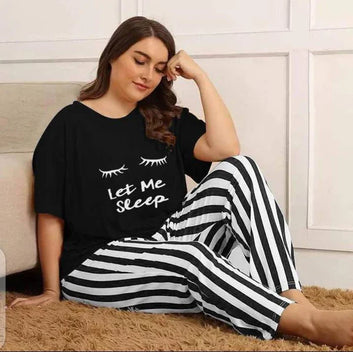 New Let Me Sleep Printed Half Sleeves Shirt And Printed Trouser Night Wear