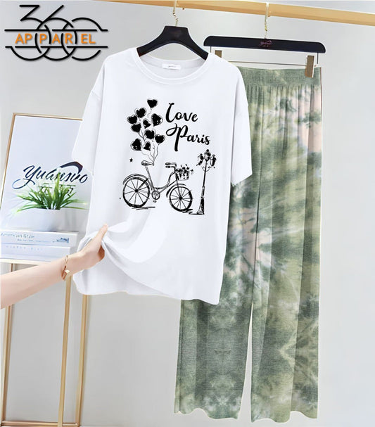 New Cycle Printed Half Sleeves Shirt And Printed Trouser Night Wear