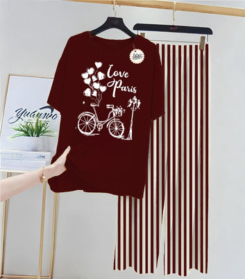 New Cycle Printed Half Sleeves Shirt And Printed Trouser Night Wear