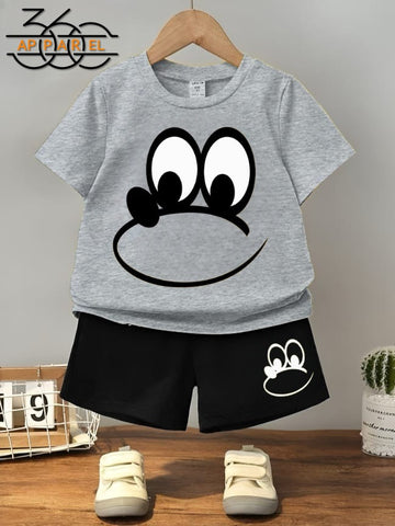 Adorable face Print Toddler Outfit – 2-Piece Summer Set for kids