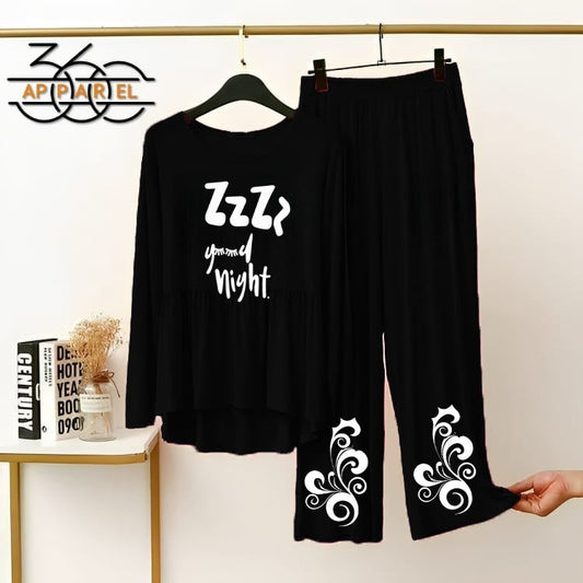 New Zzz Printed Half Sleeves Shirt And Printed Trouser Night Wear