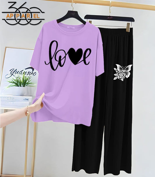 New love  Printed Half Sleeves Shirt And Printed Trouser Night Wear