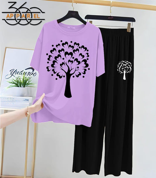 New Tree Printed Half Sleeves Shirt And Printed Trouser Night Wear