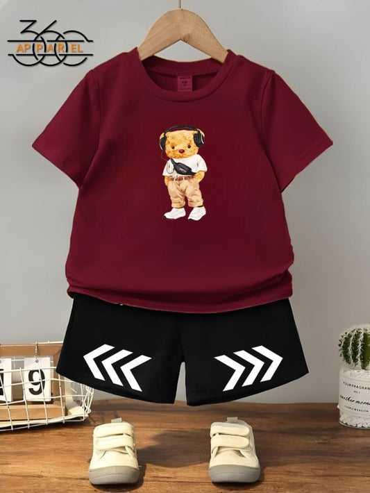Adorable Bear Print Toddler Outfit – 2-Piece Summer Set for kids