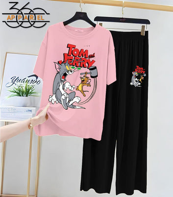 New Tom & Jerry Printed Half Sleeves Shirt And Printed Trouser Night Wear