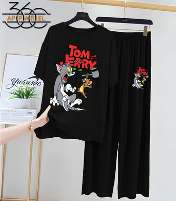 New Tom & Jerry Printed Half Sleeves Shirt And Printed Trouser Night Wear