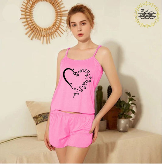New Printed Sleeveless Shirt And Printed short Trouser Night Wear