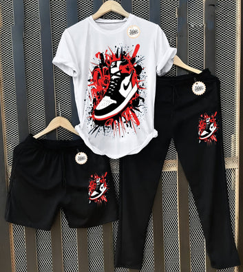 New funky shoes Printed Half Sleeves Shirt And Printed Trouser With Shorts Night Wear