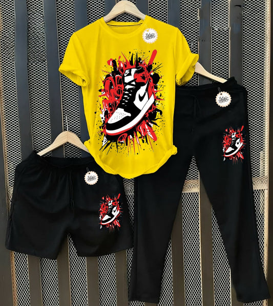 New funky shoes Printed Half Sleeves Shirt And Printed Trouser With Shorts Night Wear
