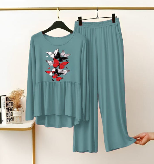New Arrival Printed Half Sleeves Shirt And Printed Trouser Night Wear