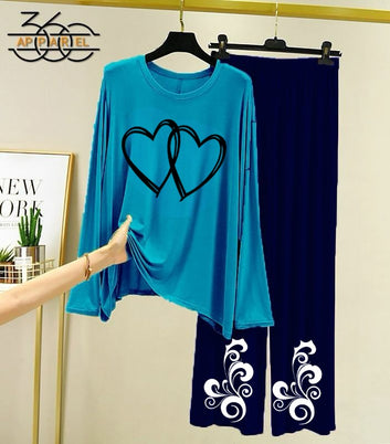 New Arrival Printed Half Sleeves Shirt And Printed Trouser Night Wear