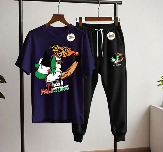 New free palistine Printed Half Sleeves Shirt And Printed Trouser Night Wear