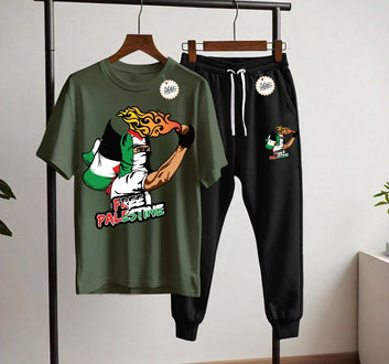 New free palistine Printed Half Sleeves Shirt And Printed Trouser Night Wear