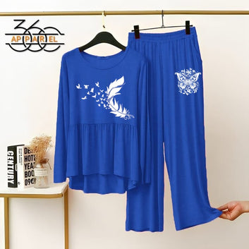 New Arrival Printed Half Sleeves Shirt And Printed Trouser Night Wear