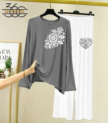New love Printed Half Sleeves Shirt And Printed Trouser Night Wear