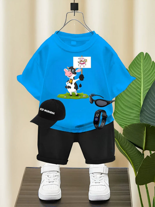 Adorable Eid Ul Azha Print Toddler Outfit – 5-Piece Summer Set for kids