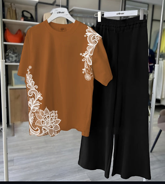 New FLOWER  Printed Half Sleeves Shirt And Printed Trouser Night Wear