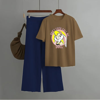 New Arrival Printed Half Sleeves Shirt And Printed Trouser Night Wear