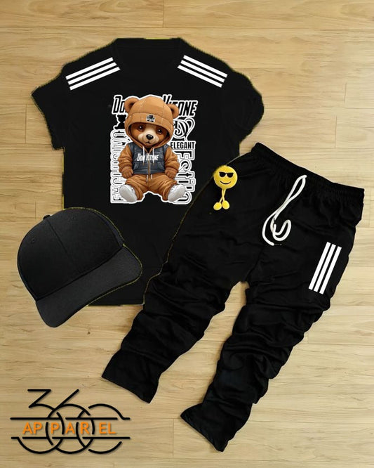 Adorable Bear Print Toddler Outfit gifts  – 2-Piece Summer Set for kids